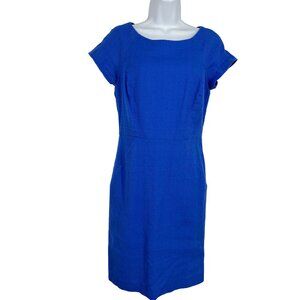 J. Crew Womens Royal Blue Basketweave Short Sleeve Dress Size 8